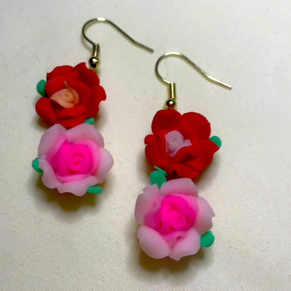 Resin Rose Flower Gold Plated Drop Earrings Handcrafted 🦄3 for $15 /4 for $20🦄